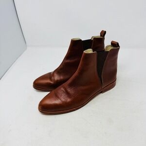 Nisolo Chelsea Boots Brown 10 Brandy Leather Pointed Toe Ankle Booties Low Heel